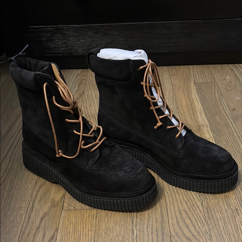 Rag and Bone: Black Suede Lace-Up Boots